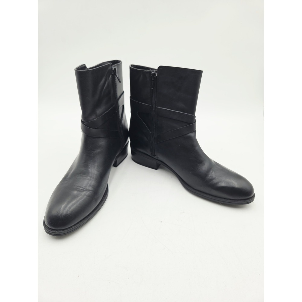 Ralph Lauren Marisol Black Soft Leather Ankle Zip Boots Women Size Sz 8.5B